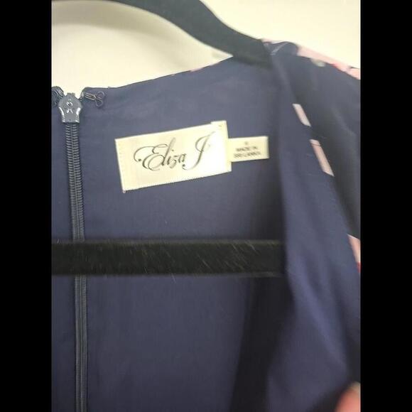 Eliza J High/Low Floral Faux Wrap Maxi Dress V-neckline Lightweight Navy Blue S - Picture 4 of 9